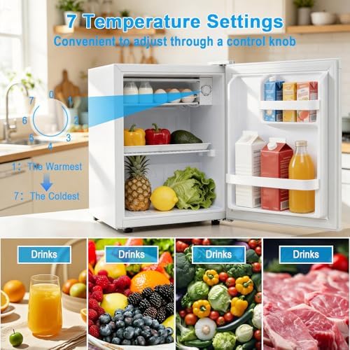 COSTWAY 1.7 Cu.Ft Mini Fridge with Compartment for Dorm Office Bedroom - Image 5