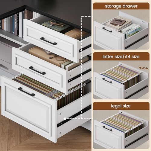 SEDETA Farmhouse 61" Executive L Shaped Desk with Drawers for Home Office - Image 3