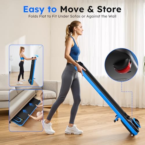 OWLSKY Walking Pad & App, 2 in 1 Under Desk Treadmill for Home & Office, 2.5 HP Quiet Mini Treadmill Max 250 lbs with Remote Control & LED Display, Compact Tapis Roulant (Blue) - Image 3