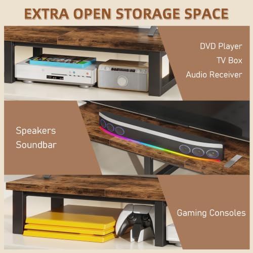 YAOHUOO 45" Large TV Riser for 32-60 inch TV, TV Riser Stand Shelf,Brown - Image 5