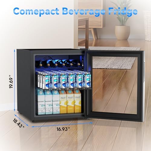 Velivi Mini Fridge with Glass Door-Small Fridge Desk Beverage Cooler for Beer Drinks 1.4 Cu.Ft Countertop Beverage Fridge with Adjustable Shelves, Led Light for Bedroom/Office/Dorm - Image 7