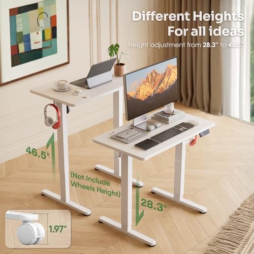 Monomi 35"x20" Small Electric Standing Desk,Whole Piece Desktop,White - Image 4