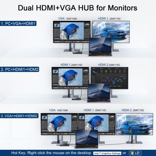 USB 3.0 Docking Station Dual Monitor,2*HDMI HUB Displaylink Dock for Laptop - Image 4