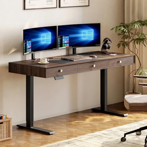ONBRILL Electric Standing Desk with 3 Drawers, 55x24 Inch Height Adjustable by ONBRILL