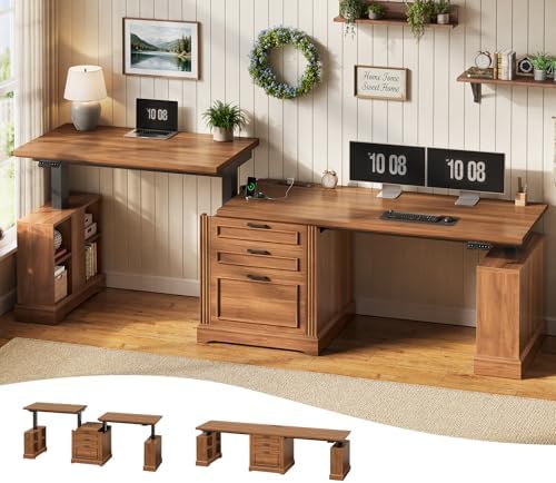 SEDETA 98.4'' Standing Two Person Desk with 3 Drawers, Storage Cabinet by SEDETA