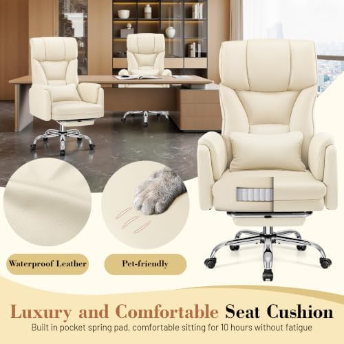 FelixKing Office Chair, Flip Armrests for Pets Criss Cross Legged, White - Image 7