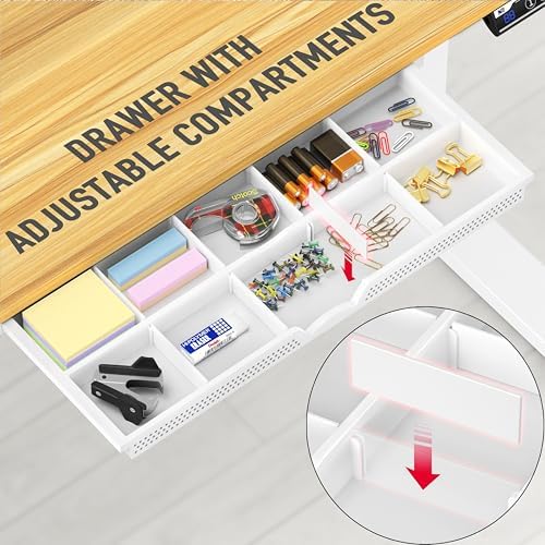 SHW 48-Inch Electric Height Adjustable Standing Desk w/Drawer, Oak - Image 5