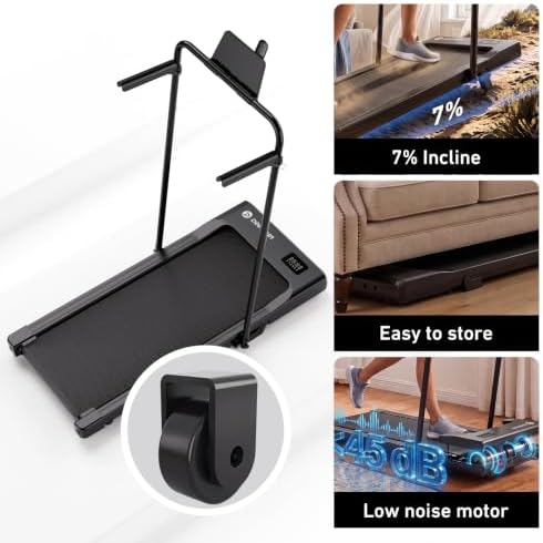 DeerRun Walking Pad Treadmill with Incline & Handle Bar - Image 6