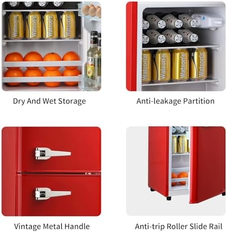 Refrigerator with Freezer 3.5 Cu.Ft Top-Freezer Compact Refrigerator Red - Image 6