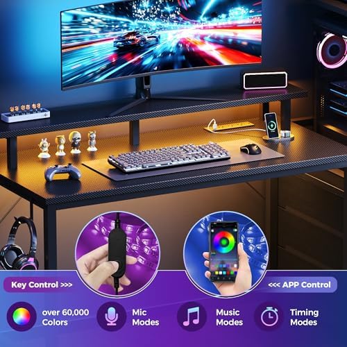 DUMOS 52” Reversible Gaming Computer Desk with Drawers and Power Outlet - Image 4
