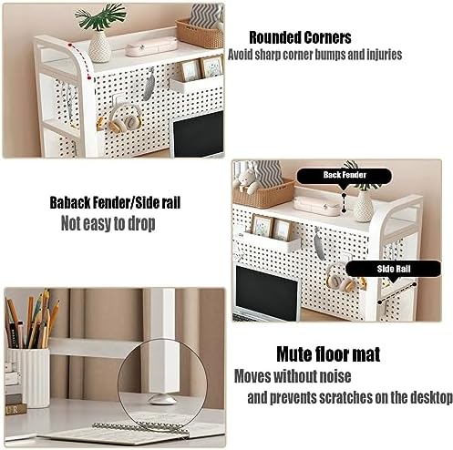 Desk Hutch Dorm, Desktop Bookshelf, 2-Tier/3-Tier Book Shelf For Office, Multipurpose Countertop Display Shelf Adjustable Metal Rack Organizer For Home Dorm Office Supplies ( Color : Black , Size : 3- - Image 3
