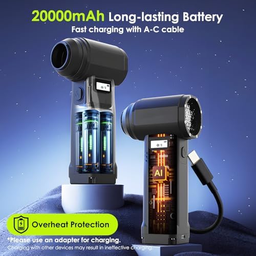 Electric Compressed Air Duster, 300,000RPM Cordless Air Blower for Dust Removal, Duster/Vacuum 2-in-1 with 10 Speeds, 20000mAh Rechargeable & 5 Nozzles Dust Blower for PC, Keyboard, Car, Outdoor - Image 6