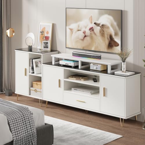 YAOHUOO 45" Large TV Riser for 32-60 inch TV, TV Riser Stand Shelf,White - Image 2