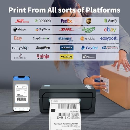 JADENS Bluetooth Thermal Shipping Label Printer, Wireless 4x6 Label Printer - Image 4