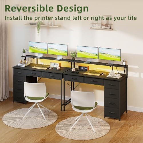 Somdot Computer Desk with Power Outlet and LED Lights, Desk with 6 Drawers - Image 6