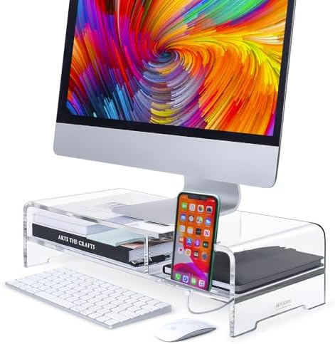 BEYGORM Acrylic Monitor Stand for Full Keyboard, 20" Wide 2-Tier by BEYGORM