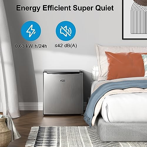 Walsh Compact Refrigerator, Single Door Mini Fridge, Energy Efficient, Adjustable Mechanical Thermostat with Chiller, Reversible Doors and Leveling Front Legs, 1.7 Cu Ft., Stainless Steel - Image 6