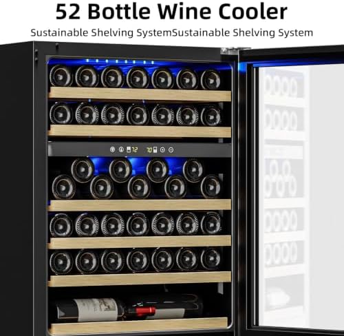 Antarctic Star 24 Inch Wine Fridge Cooler, 52 Bottle Wine Cooler Refrigerator. 39-64°F Dual Zone Wine Refrigerator Glass Door, Built in or Freestanding Under Counter Fridge for Home Bar Office - Image 4