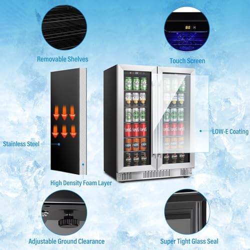Erivess 24" Wine and Beverage Refrigerator Cooler Dual Zone with Glass Door - Image 3