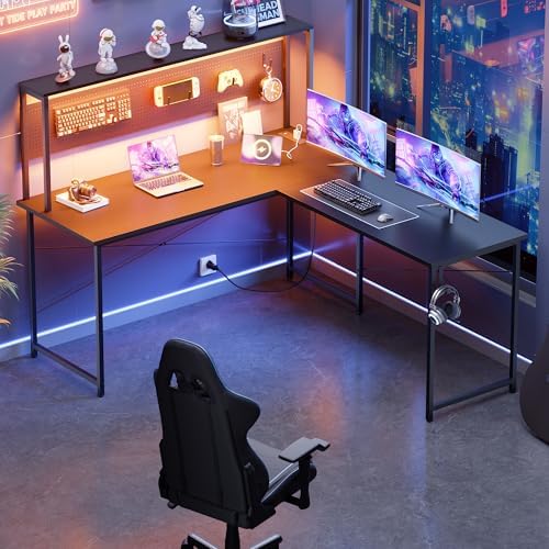 Pamray 60 Inch L Shaped Gaming Desk with Shelves and Storage by PAMRAY