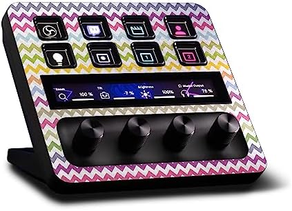 MightySkins Carbon Fiber Skin Compatible with Elgato Stream Deck + - Rainbow Chevron | Protective, Durable Textured Carbon Fiber Finish | Easy to Apply, Remove, and Change Styles | Made in The USA by MIGHTY+SKINS