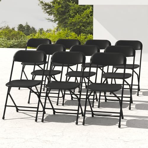 10 Pack Black Folding Chairs for School Events Wedding Party Picnic by IWDOO
