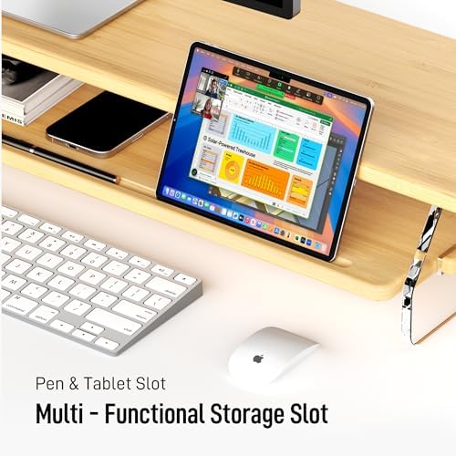 Bamboo Dual Monitor Stand for Desk,31.5 In 2 Tier Computer Riser Organizer - Image 2