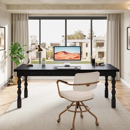 Tribesigns Large Black Executive Office Desk, 62.2" Farmhouse Computer Desk - Image 5