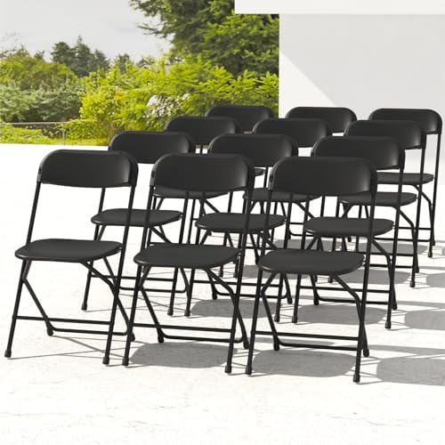 12 Pack Black Folding Chairs for School Events Wedding Party Picnic by IWDOO
