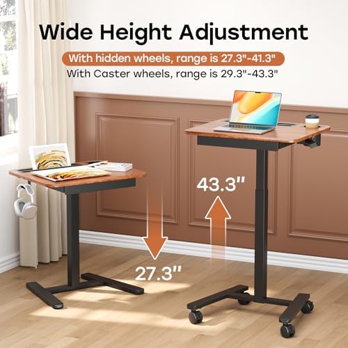 Small Mobile Standing Desk with Drawer, 23.6" x 19.7" Top - Image 4