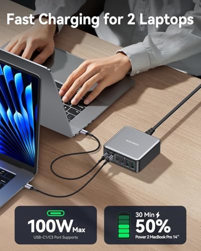 Rocoren 270W GaN 6‑Port Charging Station,100W PD Fast USB‑C Charger Dock - Image 3