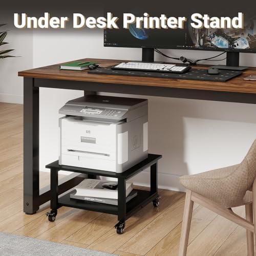 Natwind 2 Tier Laser Printer Stand,20''x20'' Under Desk Printer Cart, Black - Image 5
