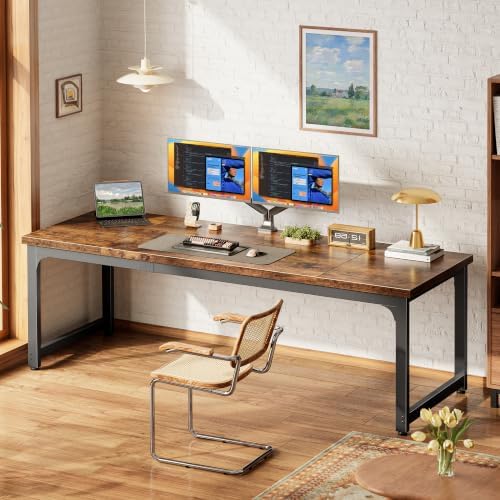 PRAISUN 70.9 x 24 Inch Computer Desk, 0.95'' Thicker, Heavy Duty, Rustic Brown - Image 4