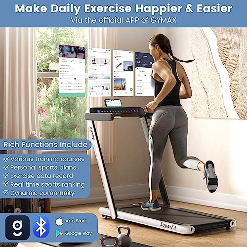Goplus 2 in 1 Under Desk Treadmill, 2.25HP Superfit Folding Treadmill with Touch Panel Control, App Control, Remote Control, Bluetooth Speaker, Foldable Walking Treadmills for Home Office - Image 5