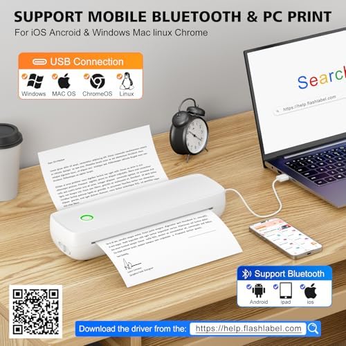 MinZhi Portable Thermal Printer,Wireless Supports 8.5" X 11"US Letter&Legal,A4&A5 Paper,Bluetooth Inkless Travel Compatible with Android iOS & Laptop for Office Travel Home - Image 2