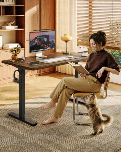 FLEXISPOT EN1 40"x24" One-Piece Standing Desk, Black Walnut (Black Frame) - Image 2