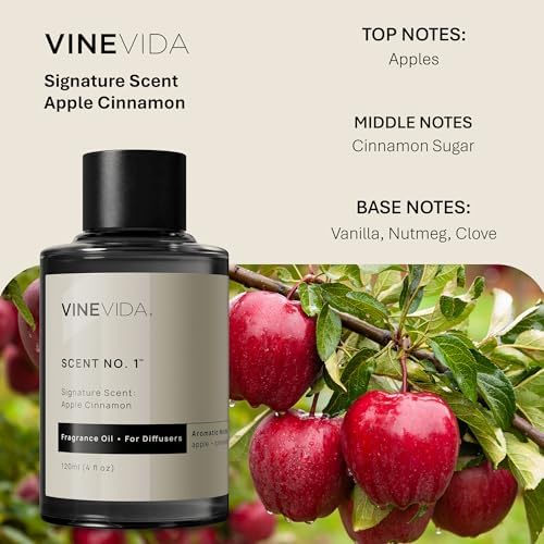 VINEVIDA [4 Fl Oz] Apple Cinnamon Fragrance Oil for Cold Air Diffusers, Fall Essential Oils for Diffuser Oil Refill & Air Freshener Room Spray - Image 2