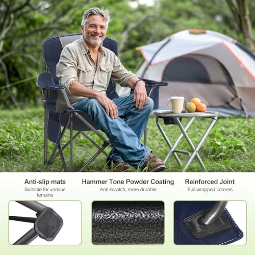 LET'S CAMP Folding Camping Chair Oversized Heavy Duty Padded Outdoor Chair - Image 6