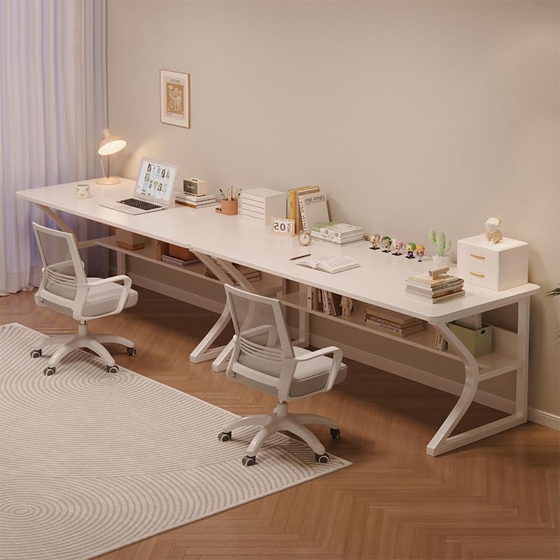 OSCHF 55-Inch Extra Long Desk with Storage Shelf, Warm White - Image 5