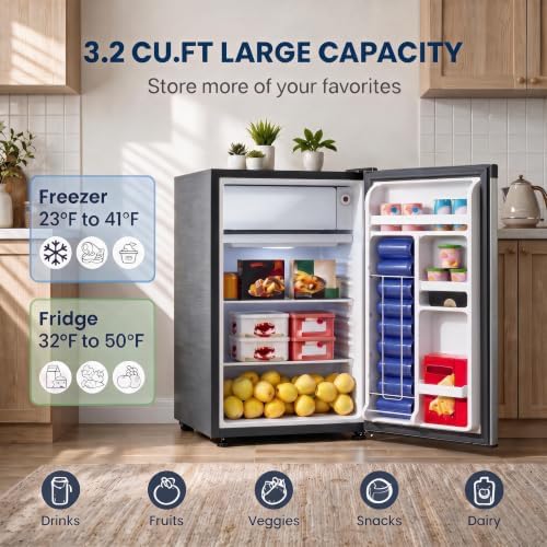 3.2 Cu.Ft Mini Fridge with Freezer, Dorm Refrigerator, Small Fridge - Image 6