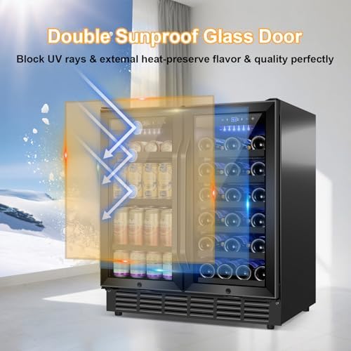 Velivi 30 Inch Wine and Beverage Refrigerator Black- Dual Zone Beverage Fridge Under Counter/Freestanding Drink and Beer Fridge Built-In Home Kitchen Bar or Office - Image 6