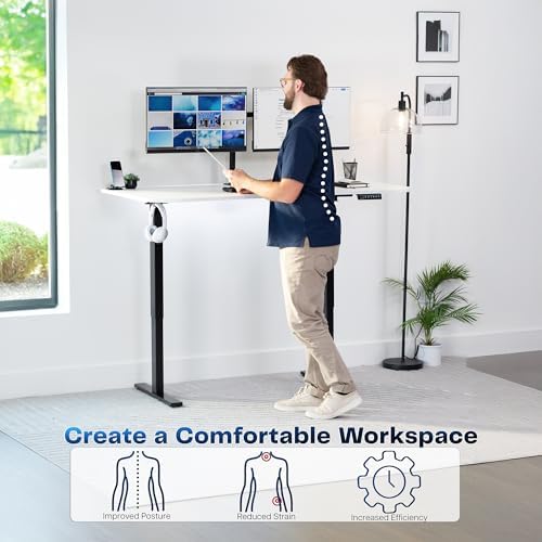 VIVO White 63 x 32 in Standing Desk, DESK-KIT-1B1W - Image 4