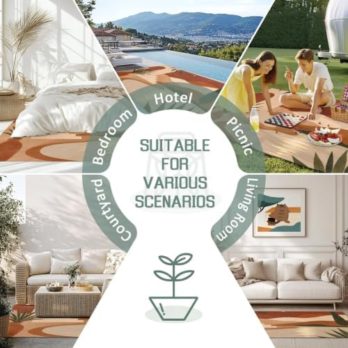 Boho Dessert 5x8 Waterproof Outdoor Rug with Non‑Slip Backing Modern Stucco Archway River Stream Machine Washable Deck Patio Rug Mat for Camping, RV, Garden, Balcony Pool - Image 7