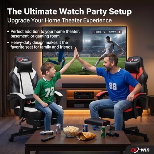 Gaming Chairs for Adults, Computer Chair with Footrest, High Back, Big and Tall Gamer Chair‘s with Massage Lumbar Support, 360° Swivel Height Adjustable Computer Chaires, Dark Red - Image 5