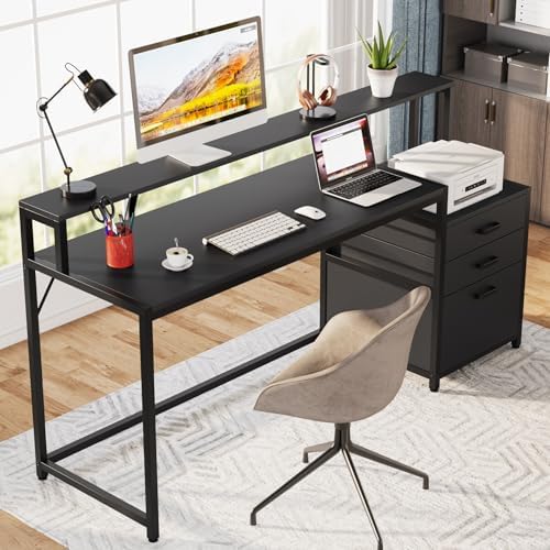 Tribesigns 63 Inch Computer Desk with File Drawer Cabinet, Home Office Desk - Image 3