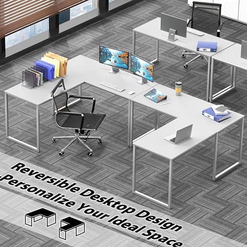 SHW Mission 48 x 48 L-Shape Home Office Computer Desk, White - Image 2