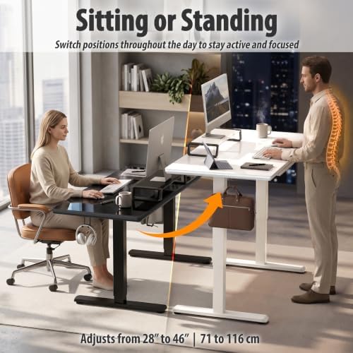 SHW 48-Inch Glass Electric Height Adjustable Standing Desk, Black - Image 4