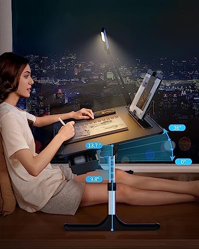 Laptop Table with LED Desk Light, SAIJI Laptop Stand for Bed - Image 5