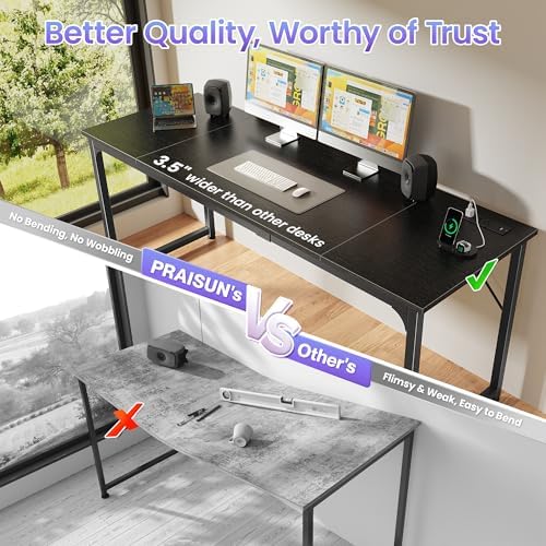 PRAISUN 70 X 24 Inch Computer Desk, Power Outlets, USB-C, Black - Image 6