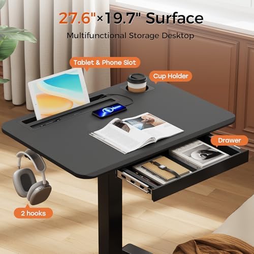 28" Mobile Standing Desk with Drawer, Portable Laptop Desk - Image 3